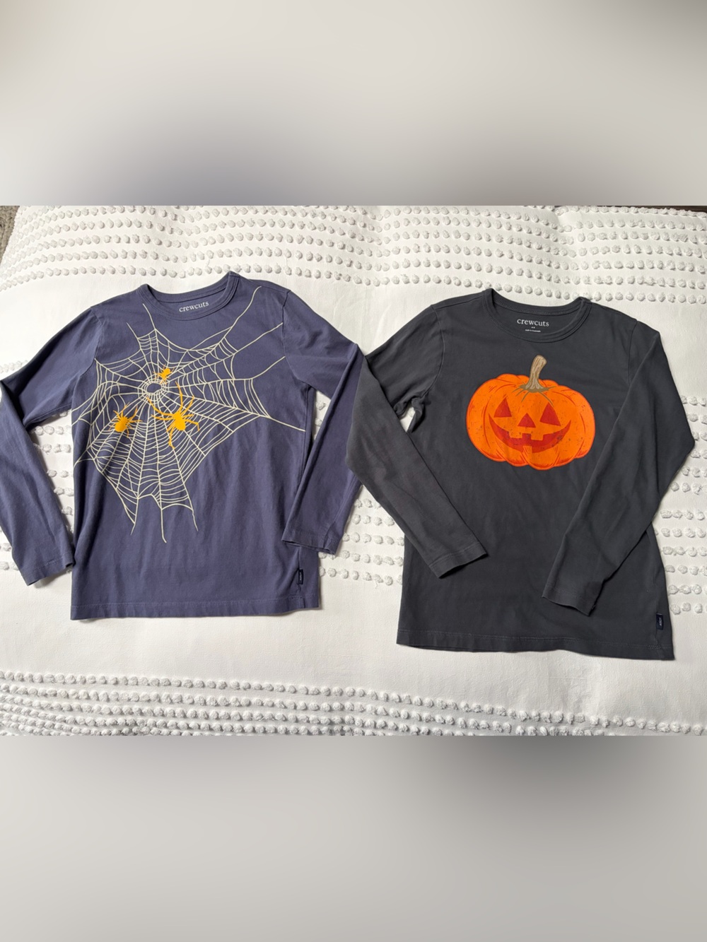 Crewcuts Long-Sleeve Halloween Tops - Purple Spiderweb & Black Pumpkin